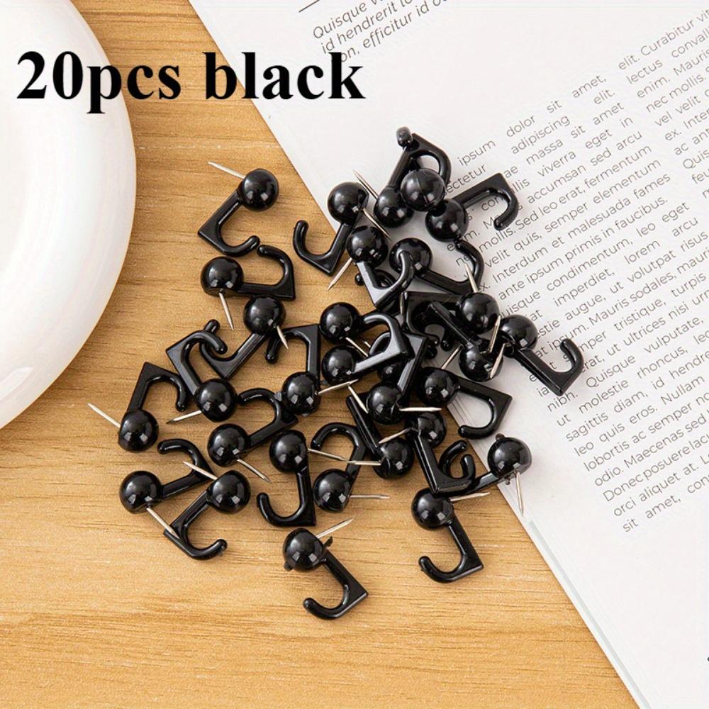 Decorative Push Pin Hooks for Cork Boards - Versatile Plastic Head Hooks in Black for Keys, Beads, and Home Office Organization