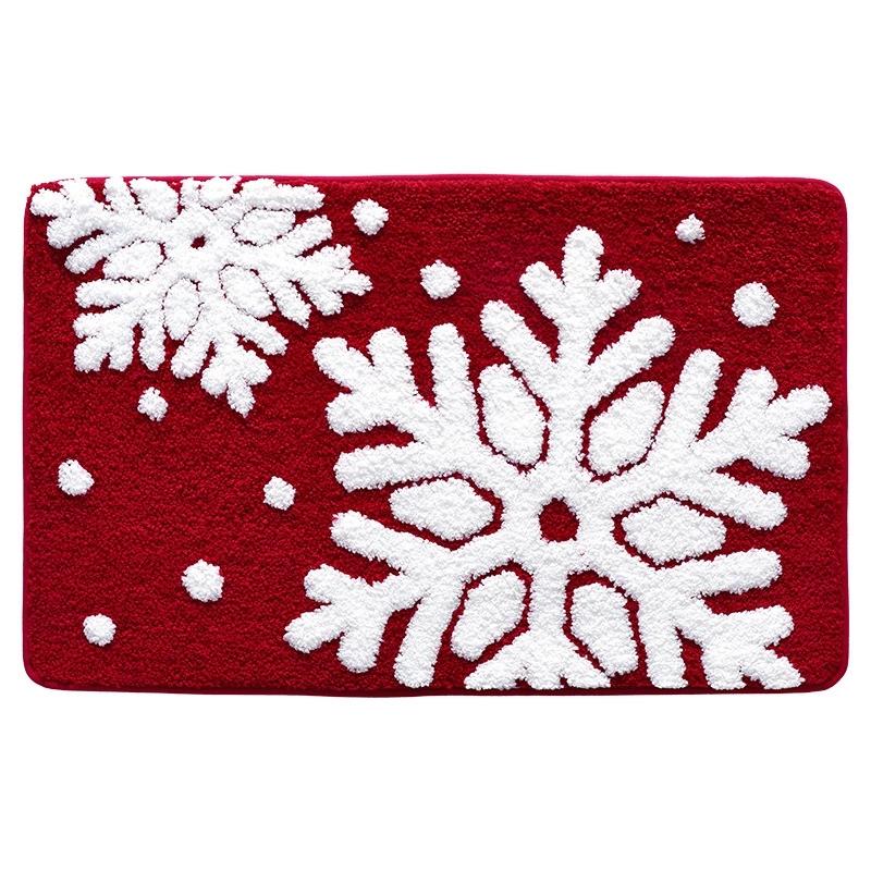 Christmas Tufting Bathroom Mat Soft Tufted Snowman Bedroom Carpet Bedside Rug Floor Non Slip Pad Aesthetic Home Holiday Decor