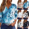 Women's T Shirt Print Button 3/4 Sleeve Daily Weekend Fashion Basic V- Neck Regular Top