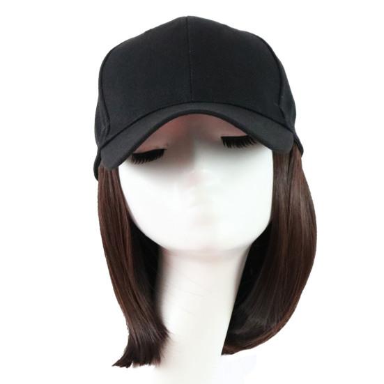 Бейсбольная шляпа, короткий прямой парик, натуральное термостойкое высокотемпературное волокно, коричневая, черная шляпа из синтетических волос для девочек