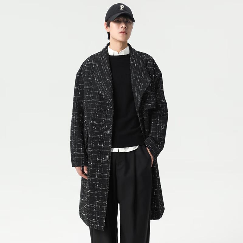 ROMON Мужское клетчатое пальто-тренч средней длины в стиле business casual