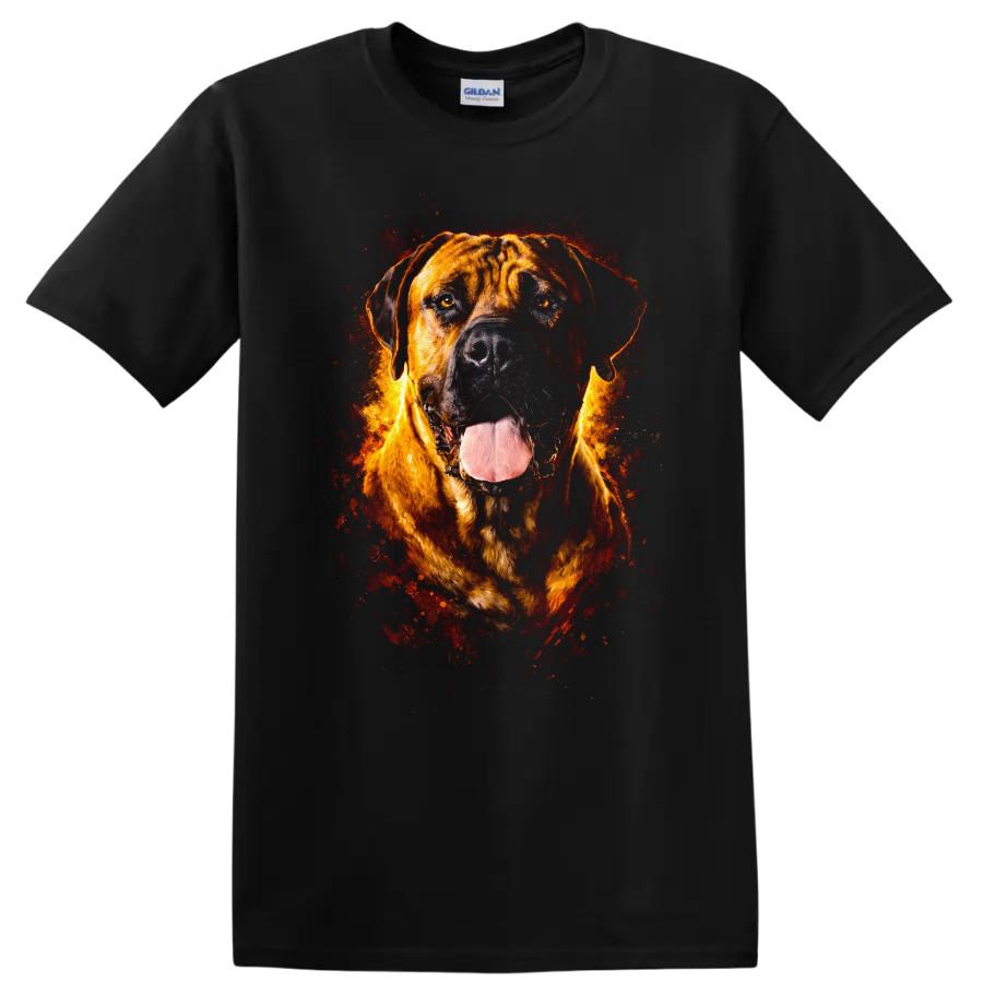 Dog Breed T Shirt Portrait of Majestic Dog Fire Art Graphic Tee