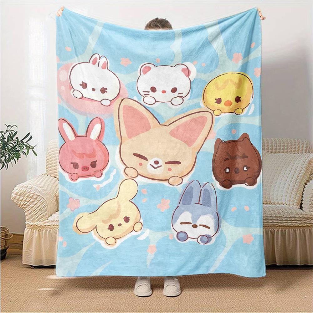 1Pc Adorable Animal Friends Blanket For Couch Bed Plush Cozy Fuzzy Blanket Super Soft Warm Blankets For Fall And Winter 091842