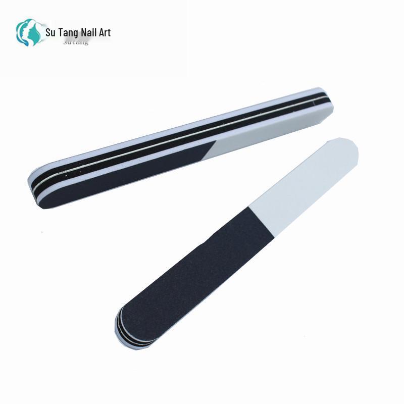 Утолщенная трехсторонняя пилка для полировки ногтей: Черная, белая и серая шлифовальная полоска из губки