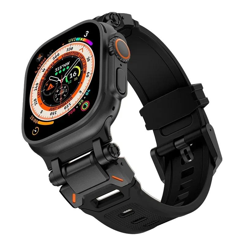 Резиновый спортивный ремешок для Apple Watch Ultra 2, 49 мм, серия 9, 8, 7 se, 6, 5, 4, ремешок для iWatch Ultra, 49 мм, 45 мм, 42 мм, 44 мм, роскошный браслет из ТПУ