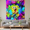 SpongeBob SquarePants Cartoon Character Wall Tapestry Neon Paint Splash Colorful Decor for Kids Bedroom Game Room Gift