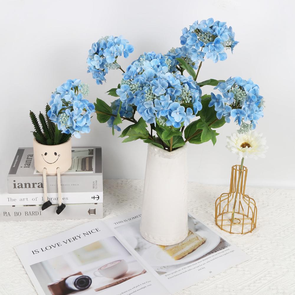 Artificial Flowers Real Touch Hydrangea 2 Heads Large Fake Hydrangea Flowers Faux Hydrangea with Stem for Wedding Home Room Table Centerpiece Decor