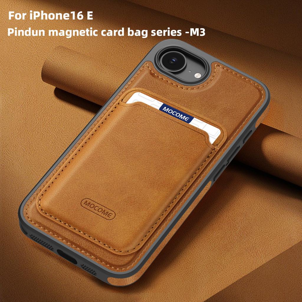 For iPhone 16e Magnetic Case with Detachable Card Holder TPU+PU Leather Phone Back Cover