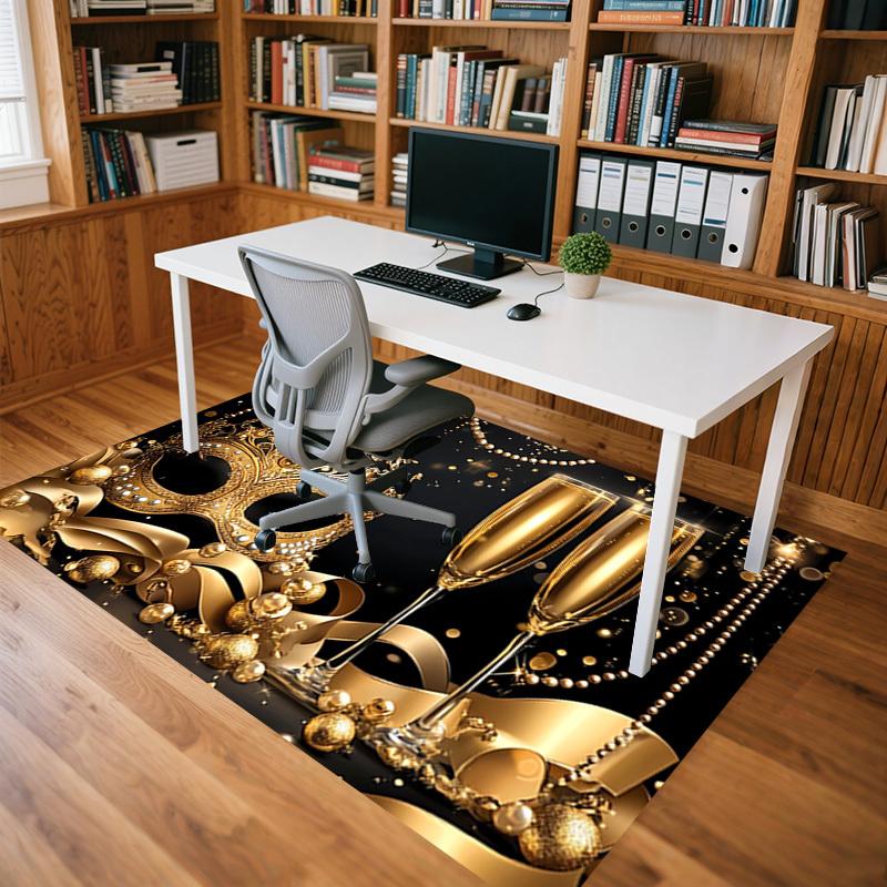 mask champagne Crystal Velvet Office chair mat Area Rug - Non-Slip, Floor Mat, Office Desk Chair Rugs,Christmas Gift-1106078