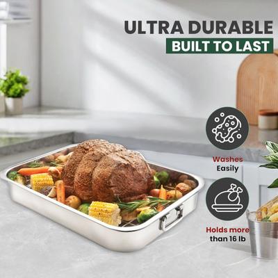 Противень из нержавеющей стали Сверхпрочный Противень для запекания индейки Духовка Плоская решетка Индукция