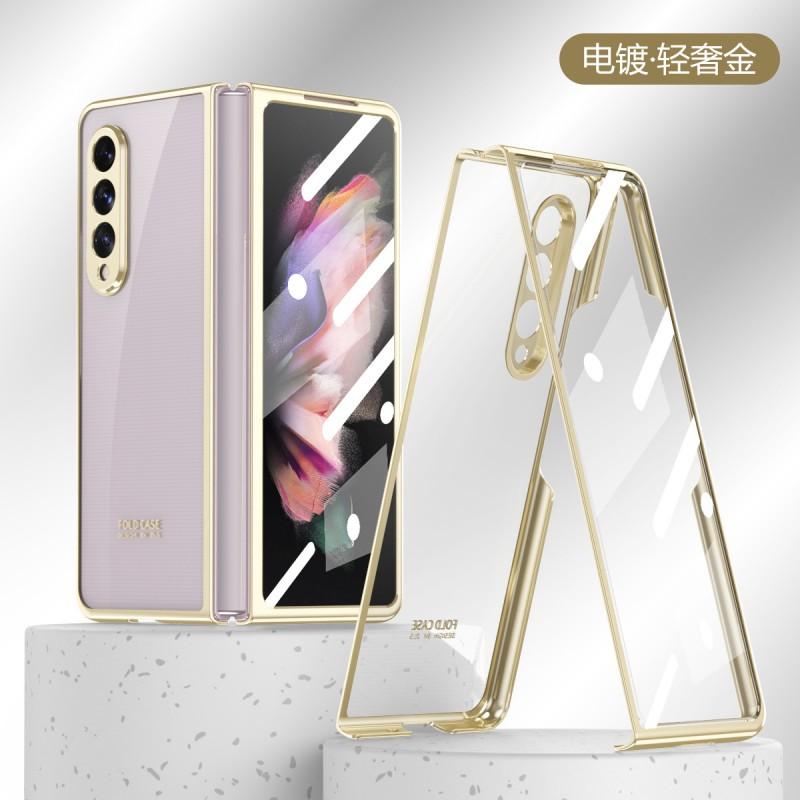 ZFOLD3 Foldable Phone Case Clear Electroplated PC Full Coverage Shockproof Cover Galaxy Z Fold3