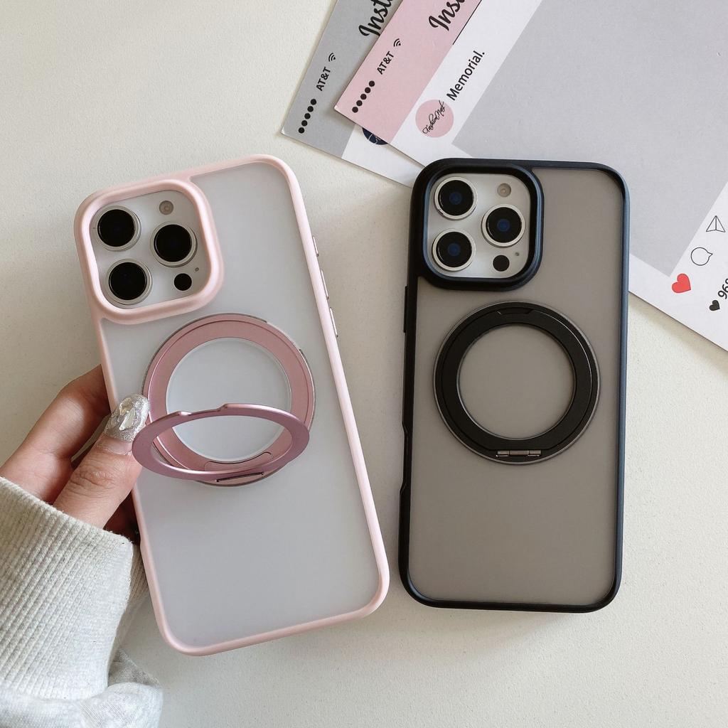 Подходит для Apple 16 Вращающаяся подставка Чехол для телефона, Магнитное притяжение IPhone15ProMax Матовое ощущение кожи Противоударный защитный чехол