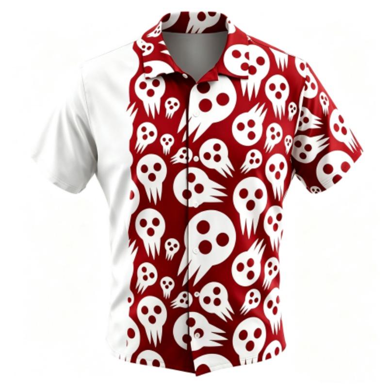 Fashion Cartoon Ghost Monsters Pattern Printing Shirt Hawaiian Beach Vacation Clothing Men's Street Style Shirt Daily Men's and Women's Shirt