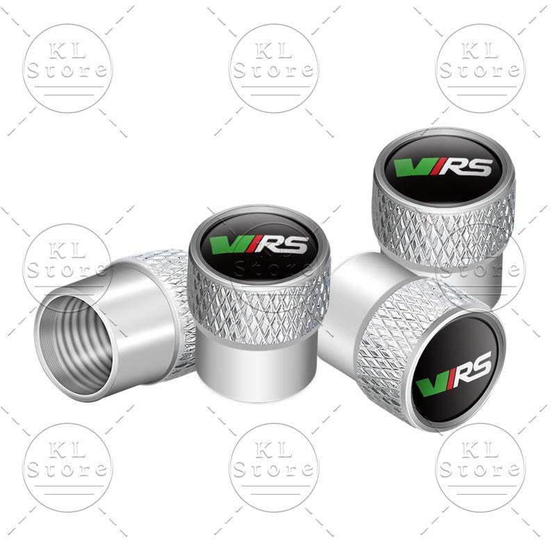 VJDX3 4pcs VRS Emblem Car Wheel Tire Valve Air Stem Caps Dust-proof Cover Decor For Skoda Octavia 1 2 3 Fabia Rapid Superb Kodiaq