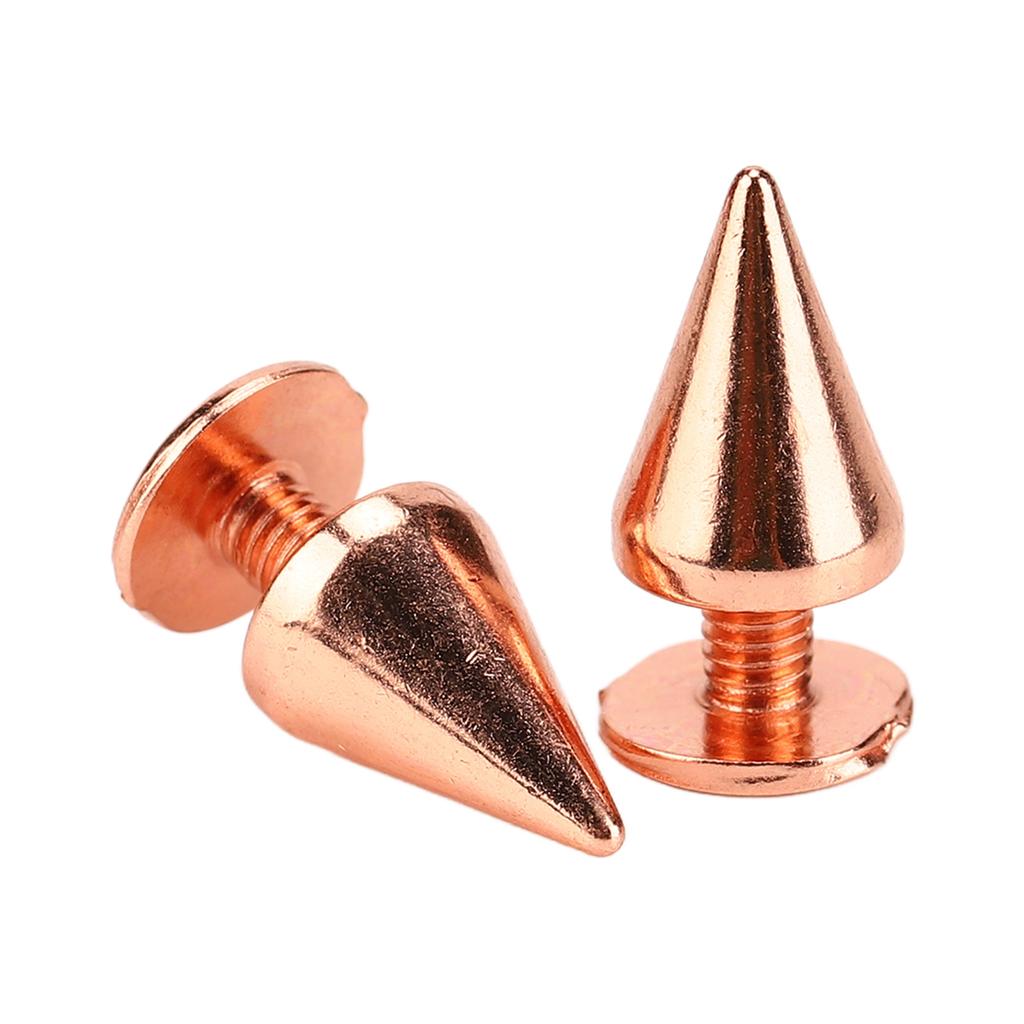 100 комплектов шипованных конусных шипов с высокой твердостью, металлическое покрытие розовое золото, набор винтовых шипов с шипами
