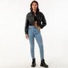 Women’s Jackets Faux Leather Long Sleeves Single Breasted Crop Top Punk  Jacket Short Motorcycle Coat Fashion Out Wear