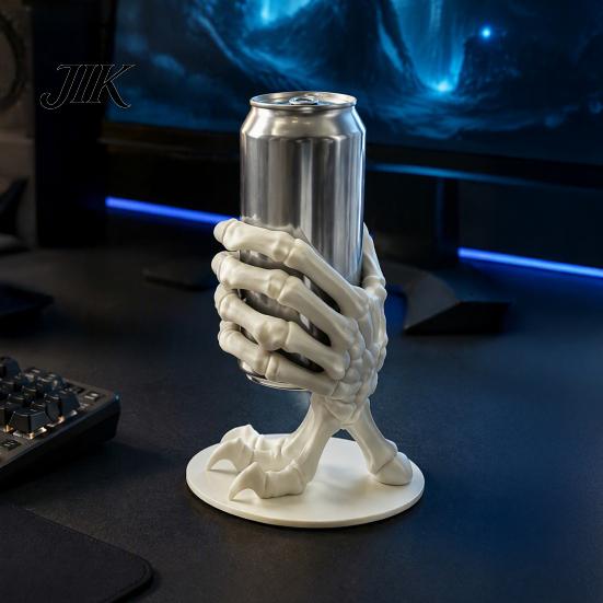 3D Printed Resin Skull Gift Skeleton Dragon Hand Cup Holder, Gothic Palm Gaming Desk Accessories Drink Stand, Decorative Bone Pattern Beverage