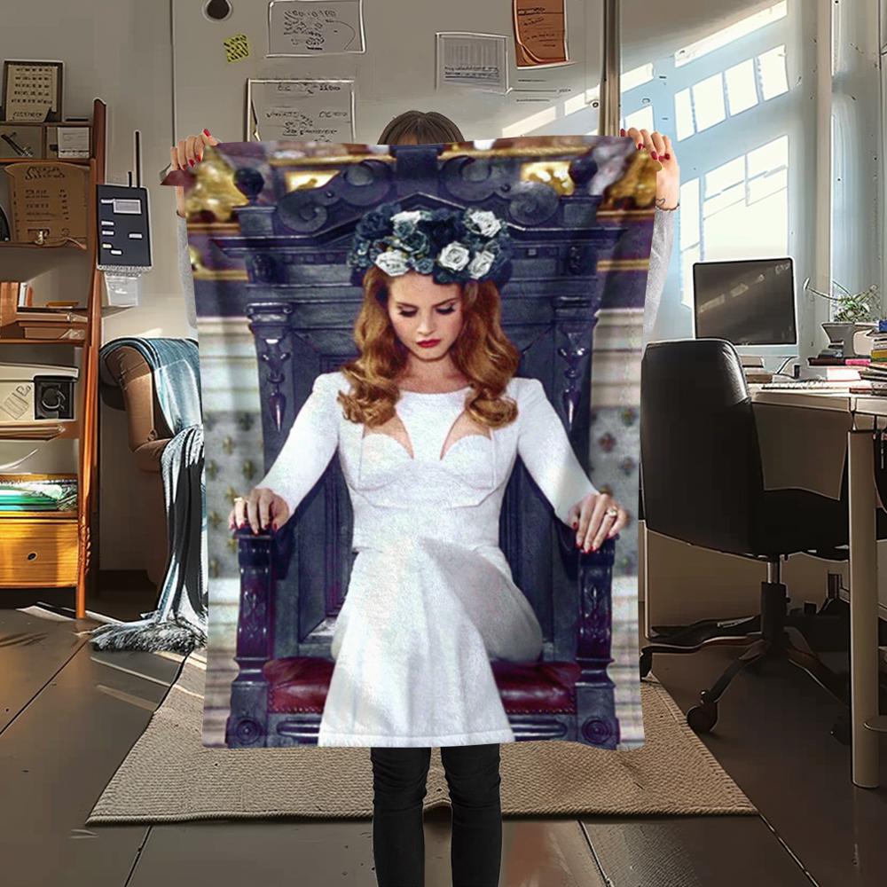 1PC Lana Del Rey Print Flannel Blanket, High quality Comfortable for All Seasons, Home Decor, Warmth and Comfort, Perfect for Christmas Gifts