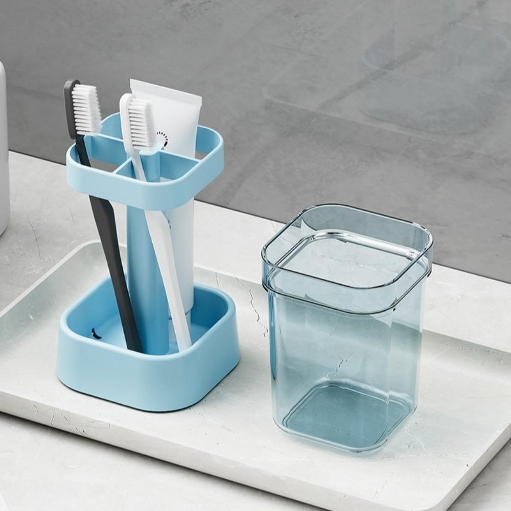 Adjustable Height Toothbrush Holder Dust Drainage Storage Box Toothbrush Organizer Bathroom