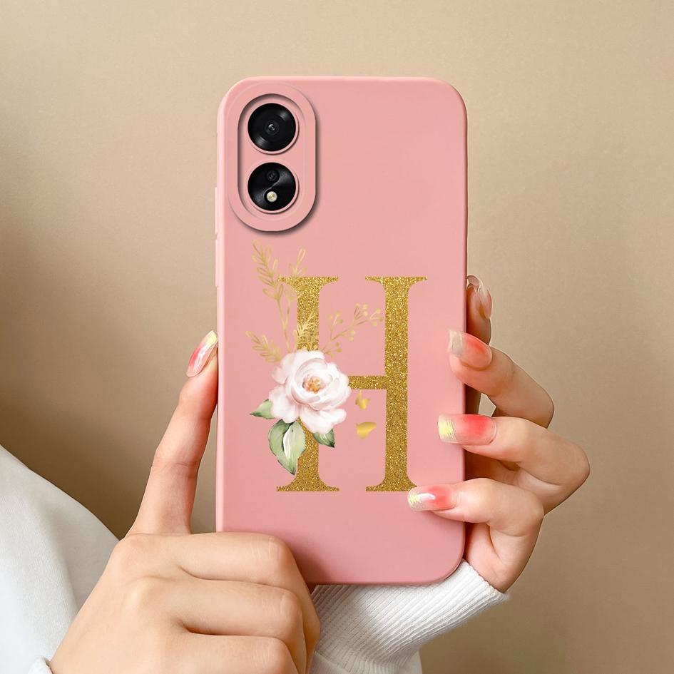 For OPPO Realme Narzo 60 Pro C51 11 Pro Plus A2 A58 A98 Phone Case Fashion Protective A-Z Flower Matte Liquid Silicone Soft Back Cover For OPPO Bumper