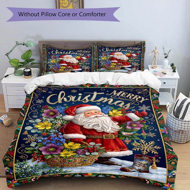 Winter Wonderland Snowman 3‑Piece Bedding Set,Soft Duvet Cover with 17 Pillowcases,Multi‑Scene Home Dorm Use,Ideal Gift for Birthday & Holiday