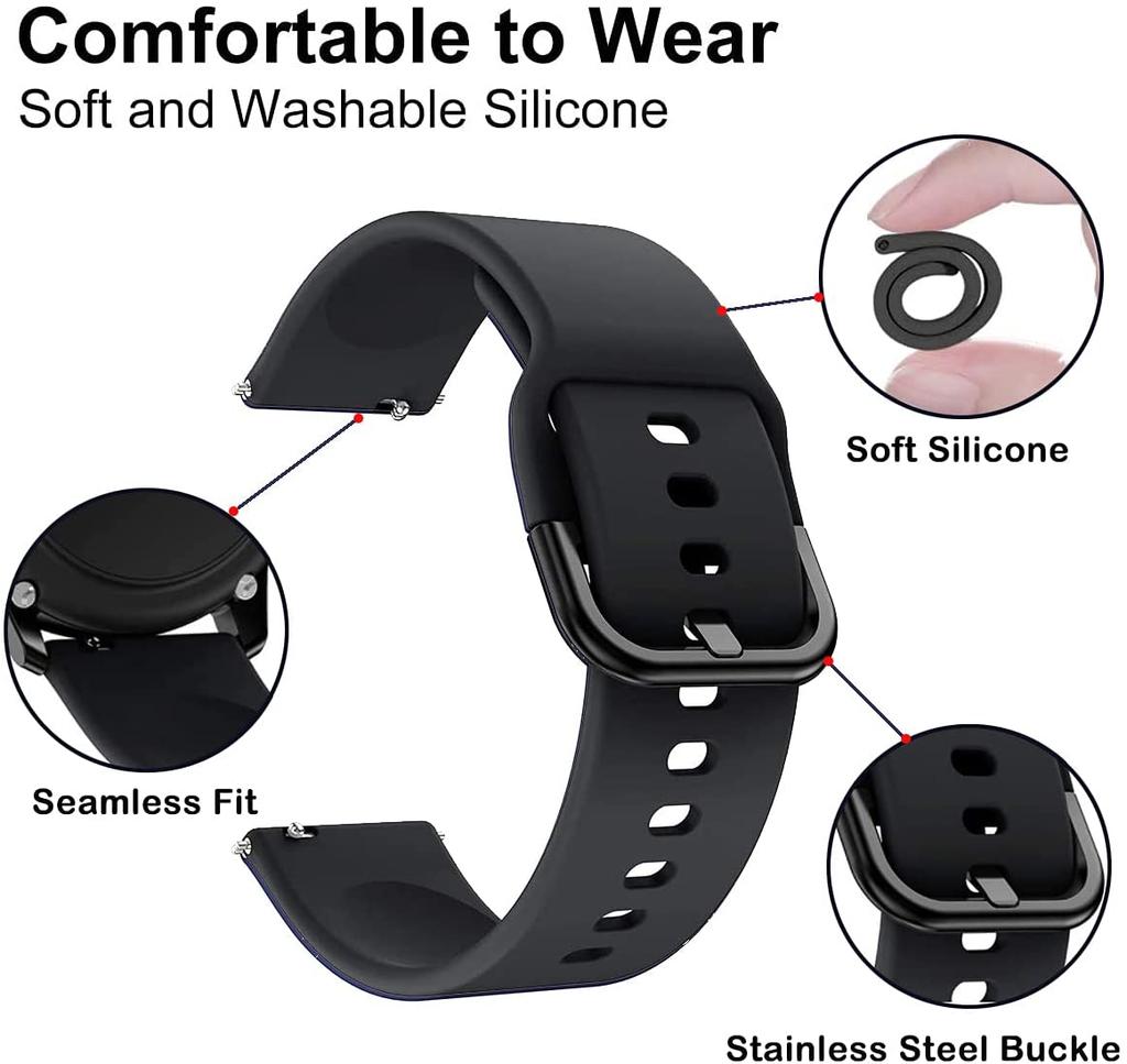 Силиконовый ремешок для Samsung Active 2/Amazfit Bip/Huawei Watch 3/GT2 Спортивный мягкий браслет для 20-мм ремешка Galaxy Watch 4