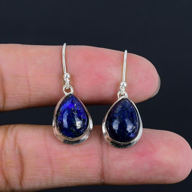 Натуральный синий лазурит кабошон 925 стерлинговое серебро ручной работы серьга легкий вес ручной работы серьга подарок для лучшей девушки подарок для невесты