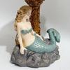 Resin Mermaid Table Lamp Hand-Painted Mermaid Night Light with USB Port Desk Lamp for Bedroom Living Room Decor