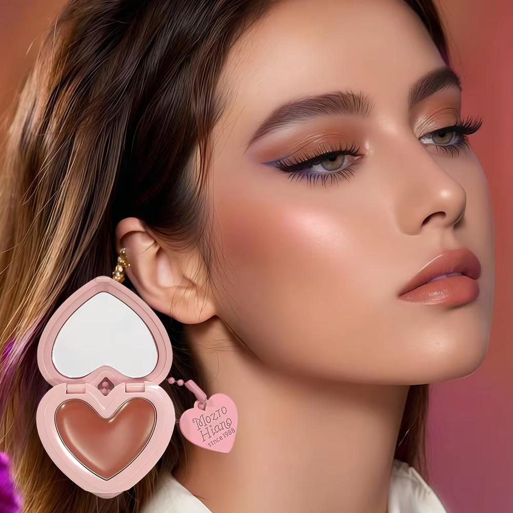 3pcs/3-Color Lip & Cheek Dual-Use Heart-Shaped Blush Stick Natural Contouring & Brightening Highlighter Blush