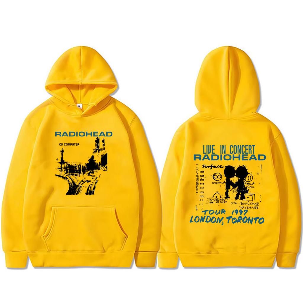 Rock Band Radiohead OK Computer Tour 1997 Hoodie Men Women Hip Hop Oversized Hooded Sweatshirt Streetwear