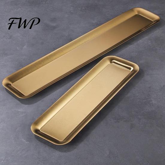 One-piece Molded Serving Tray Stainless Steel Rectangular BBQ Plate Korean Style Roasting Pan for Barbecue Meat Snack Dessert Sushi Dish Home Kitchen