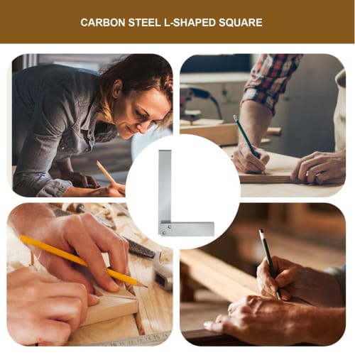Right Angle Ruler, L-Shaped Ruler - Measuring Ruler Metal Square - L-Shaped Ruler, Carbon Steel Woodworking Square, Carbon Steel 90 Degree Wide-Seat R