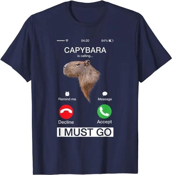 Хлопковая футболка Calling Tees Забавная капибара Грызун Любитель животных Юмор Футболка Женская Мужская Летняя Повседневная Круглый вырез Короткий рукав Топы