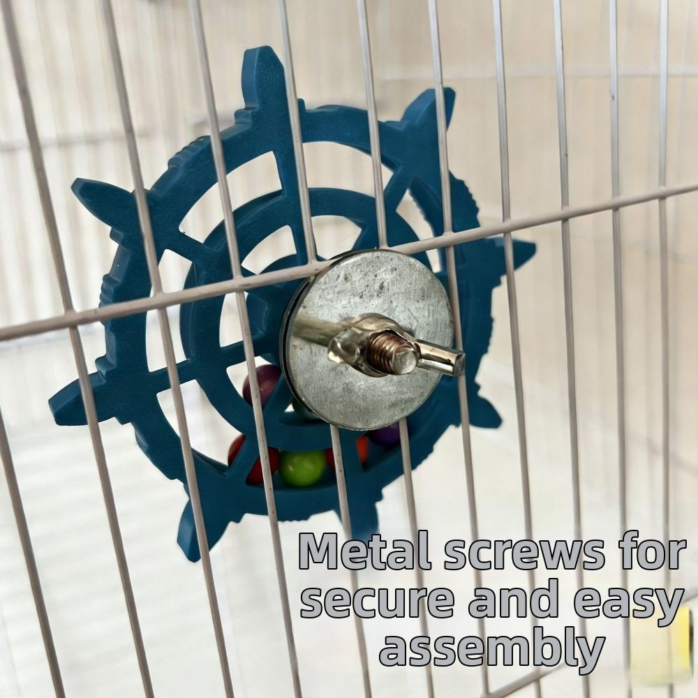 Colorful Beads Parrot Spinner Rattle Toy Bite Resistant Bird Cage Toy Bird Cage Use