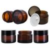 Uregish Light-Shielding Glass Cream Bottles, Cream Jars for Hand Cream and Aromatherapy, Storage and Refill Containers, Brown, Set of 6, 30g