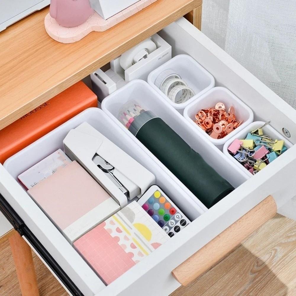 8PCS/SET Plastic Drawer Organizer Boxes Stackable Multi-size Sundries Divider Holder Large Capacity Storage Trays