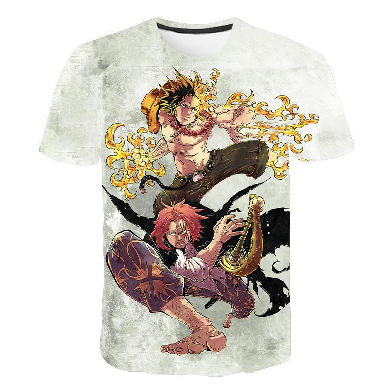 Летняя новая футболка One Piece 3D, персонализированная мужская футболка серии Luffy Straw Hat