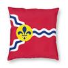 Flag Of St. Louis Square Pillow Case Cushions for Sofa Fleur De Lis Lily Flower Symbol Novelty Cushion Covers