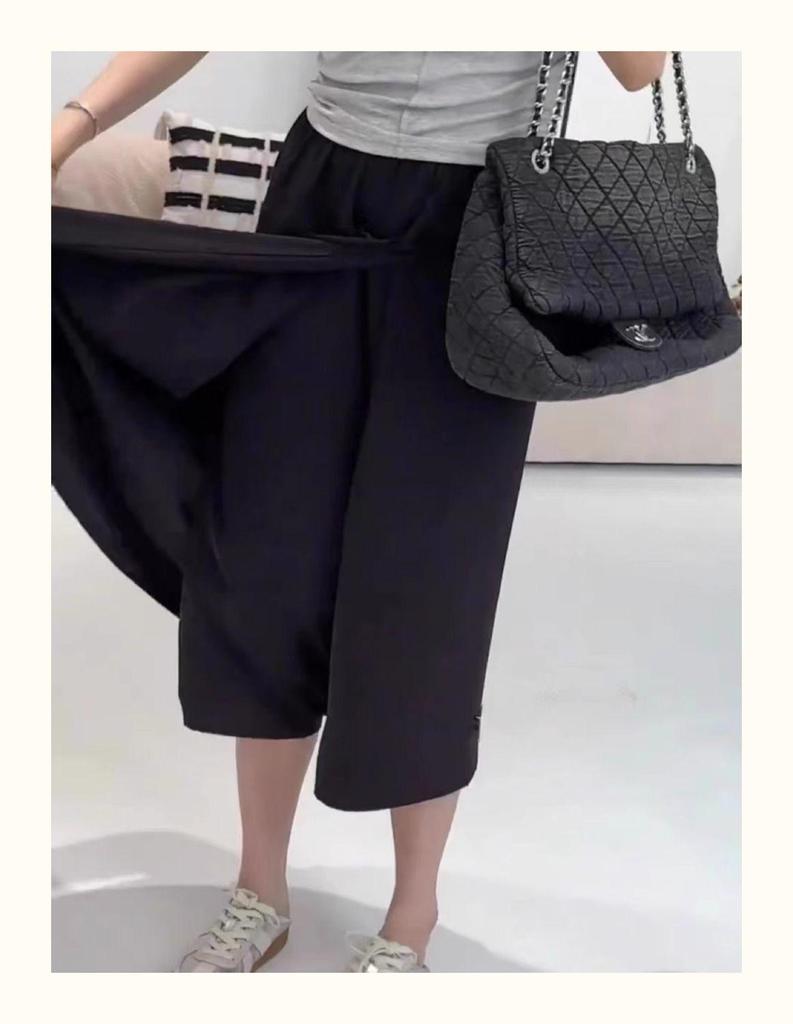 Летние женские брюки-юбки с высокой талией и широкими штанинами - повседневные, универсальные, облегающие