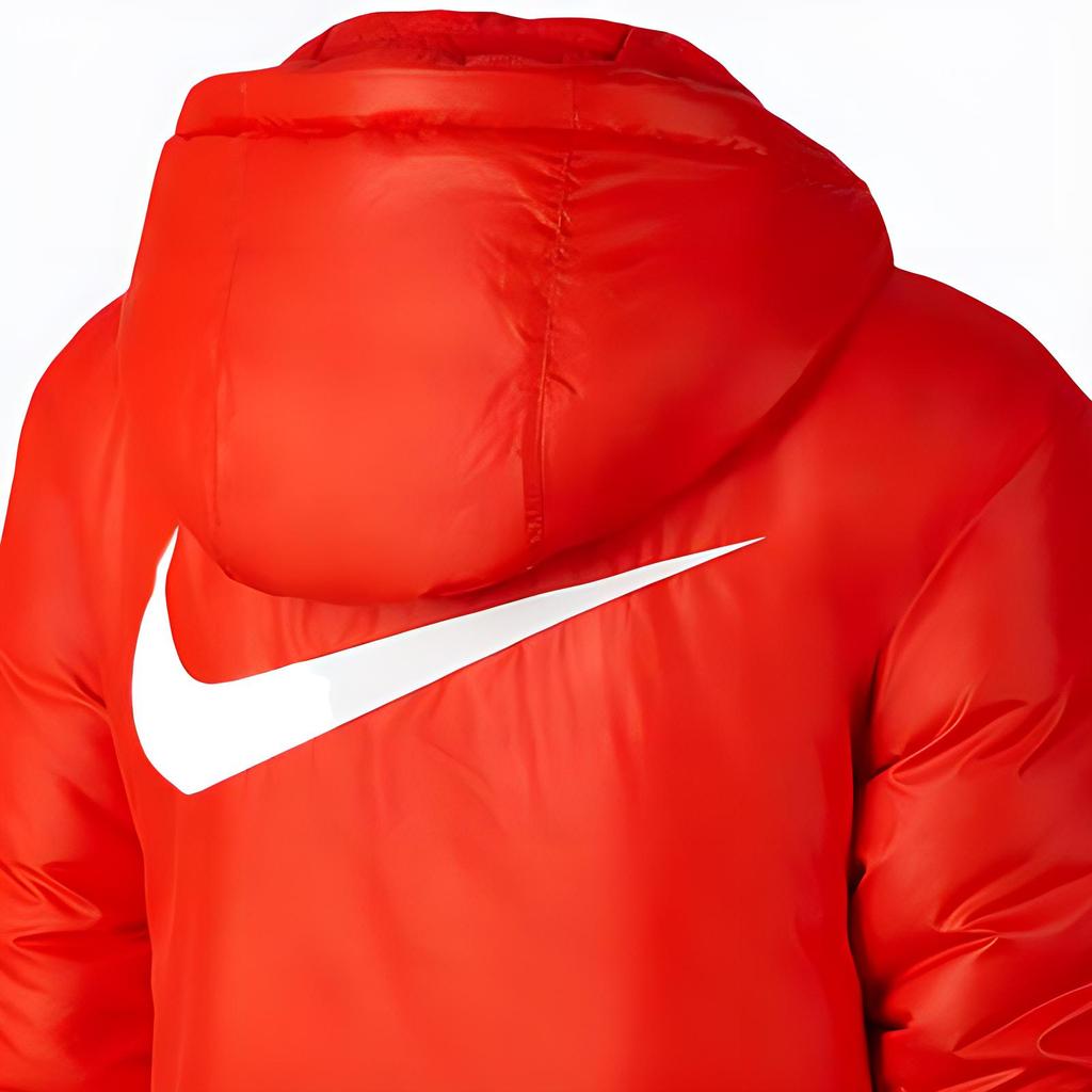Nike Однотонная хлопковая куртка с принтом логотипа, двусторонняя, с капюшоном, зимняя женская куртка, оранжевая CD9044-634