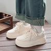 Новые весенне-осенние женские универсальные кремовые повседневные студенческие спортивные кеды на платформе