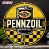 Металлическая вывеска Pennzoil Motor Oil Круглая банка Винтажная Прочная Металлическая табличка Настенный декор Ретро Стиль Заправочной станции Дом Офис Бар Мужская берлога Wa