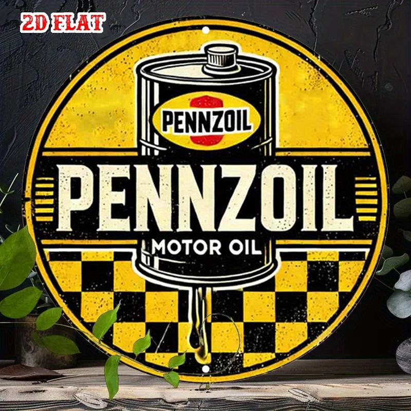 Металлическая вывеска Pennzoil Motor Oil Круглая банка Винтажная Прочная Металлическая табличка Настенный декор Ретро Стиль Заправочной станции Дом Офис Бар Мужская берлога Wa