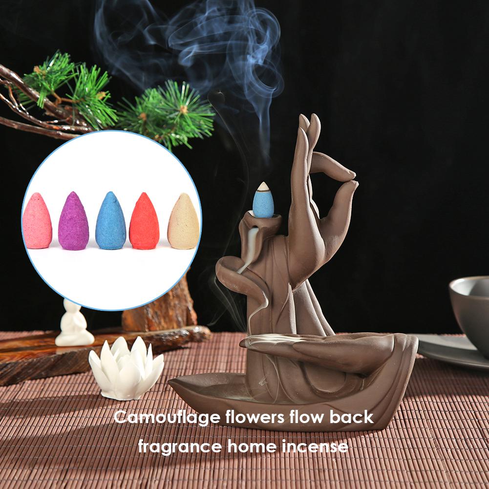 Natural Incense Mixed Waterfall Smoke Backflow Cone Burner Incense Fragrant Reflux Aromatherapy Tea Room Yoga Room Meditation