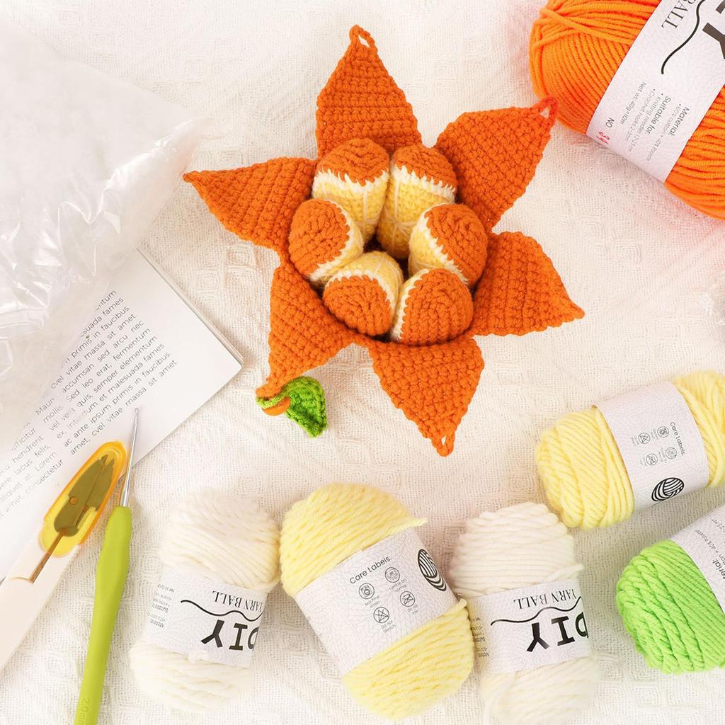 Crochet Set Funny Handmade Knitting Accessories Fruit Yarn Craft Beginner Crochet Set For Kids Women Boys Girls Mom Handicraft