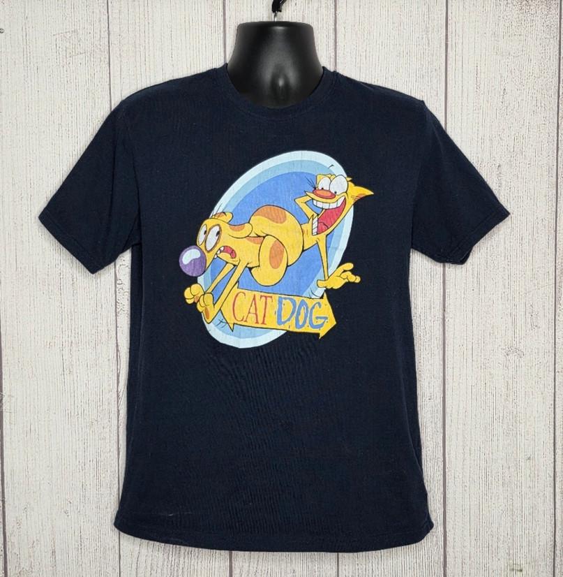 Черная унисекс футболка с принтом CatDog, размеры от S до 5XL, 8D1068