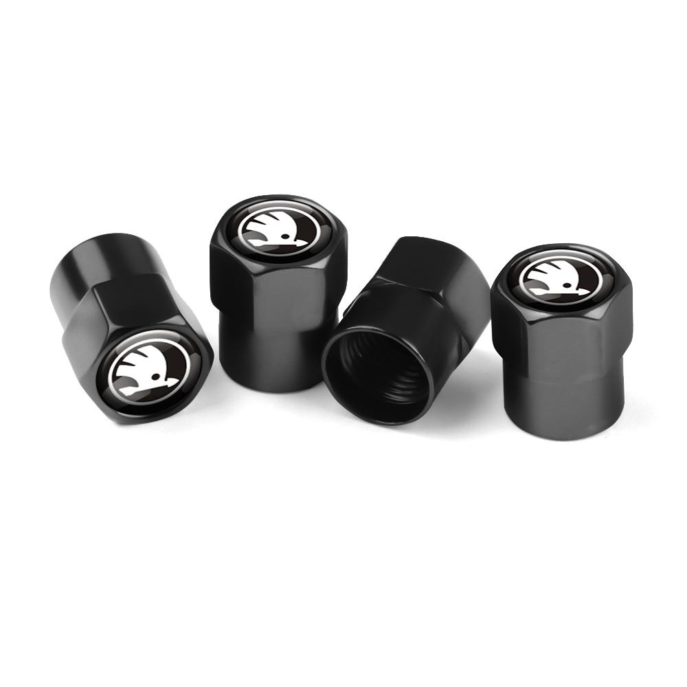 QPZF2 Car Tire Valve Caps Decorative Tyre Wheel Stem Air Valve Cover for Skoda Octavia Rapid Fabia Superb Kodiaq Scala Karop Kamiq VII