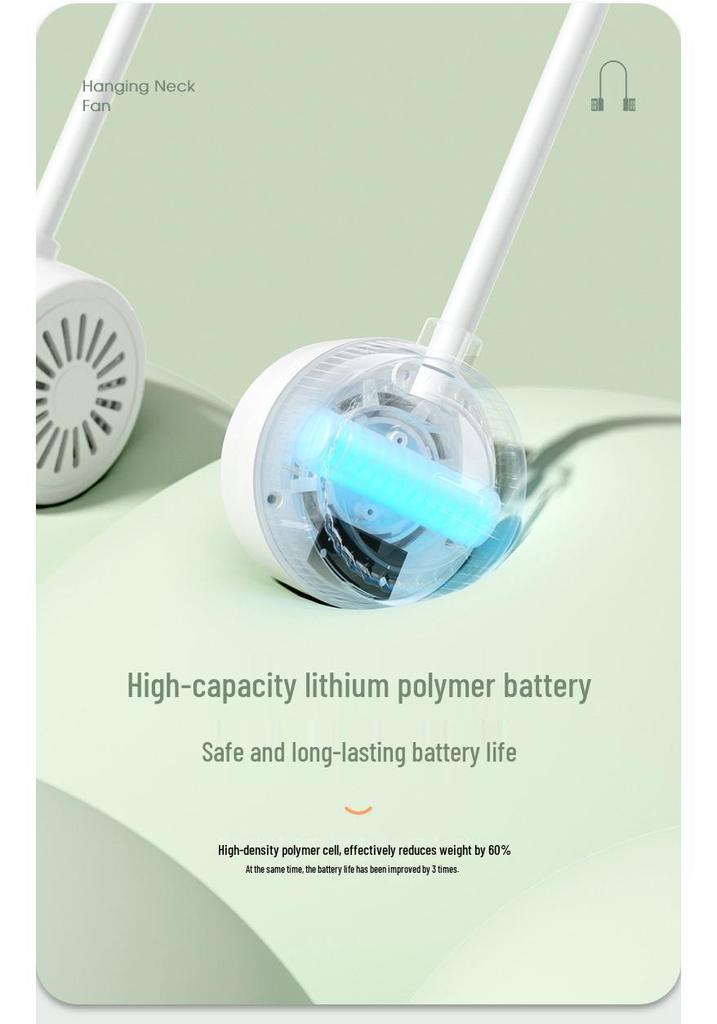 Portable USB Neck Fan - Silent, Foldable, Leafless Design for Outdoor Use