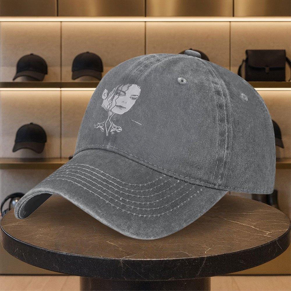 pc Iconic White Face Print Baseball Cap Adjustable Snapback Lightweight Unisex Hat for Casual Wear MJ Logo Design for Event