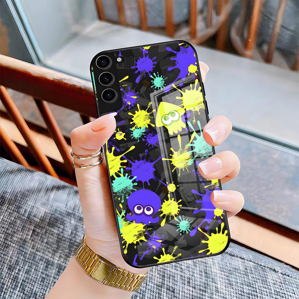 Игровой чехол для телефона S-Splatoon для Samsung A25 A13 A33 5G A54 A36 A35 A56 A52 A14 Ударопрочный стеклянный чехол